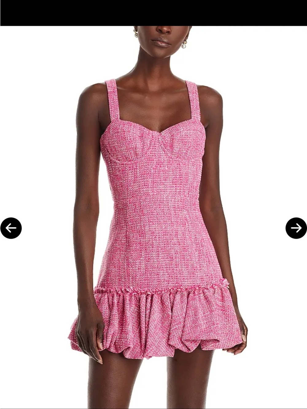 Aqua Bright Pink Tweed Mini Dress with Ruffle Detail